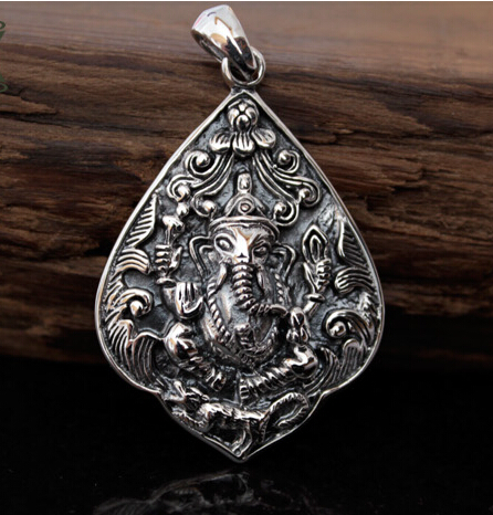 925 Silver Clouds Elephant Drop Shape Pendant No Chain